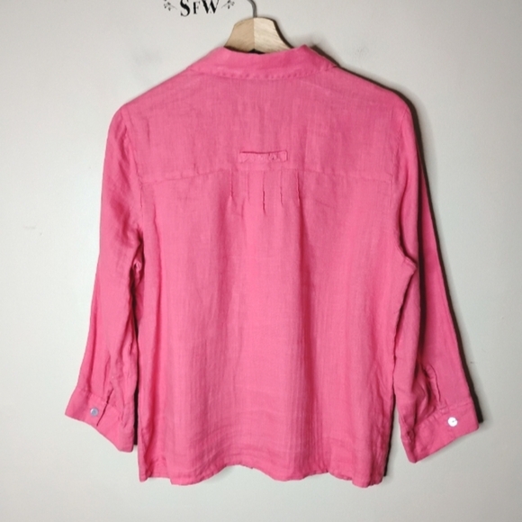 100% Linen Twin Set | Coral Button Shirt + Matching Tank | M/L - Picture 5 of 13